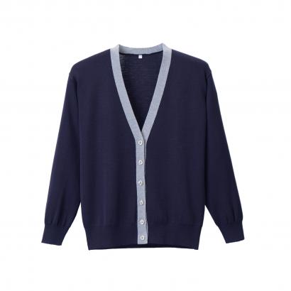 抗ピル(毛玉防止加工)配色カーディガン　選べる11色　日本製