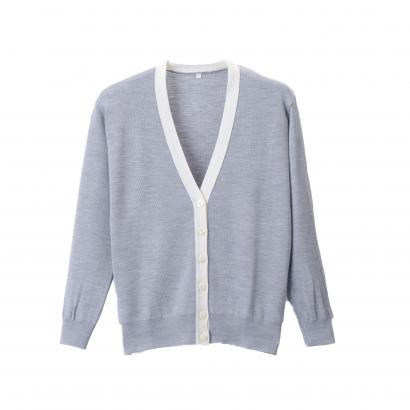 抗ピル(毛玉防止加工)配色カーディガン　選べる11色　日本製