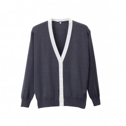 抗ピル(毛玉防止加工)配色カーディガン　選べる11色　日本製